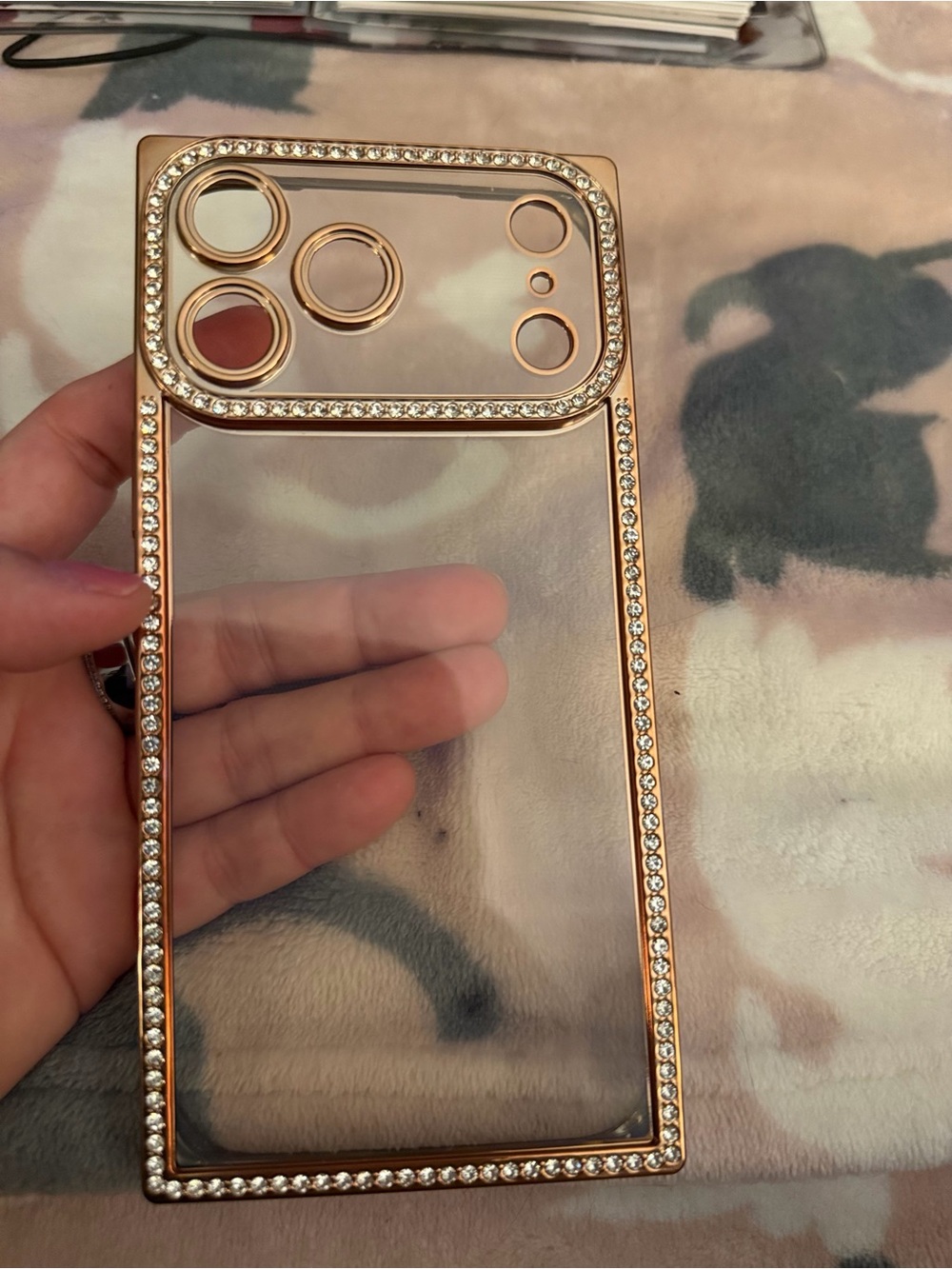 Crystal Accent Rose Gold Phone Case - Clear Protective Cover